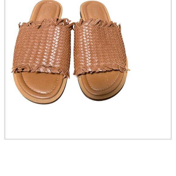 Michael Kors Dee Woven Leather Slides Brown Sandals Size 9M Open Toe - Picture 6 of 15